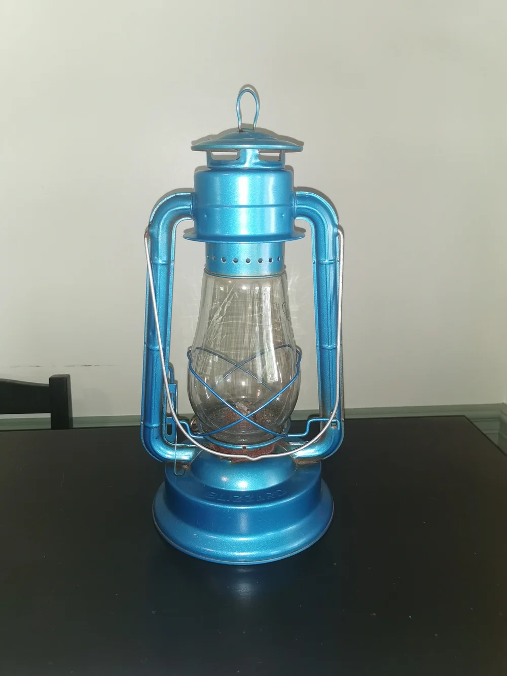 Vintage Dietz #80 Blizzard Hurricane Oil Lamp Lantern Blue‎